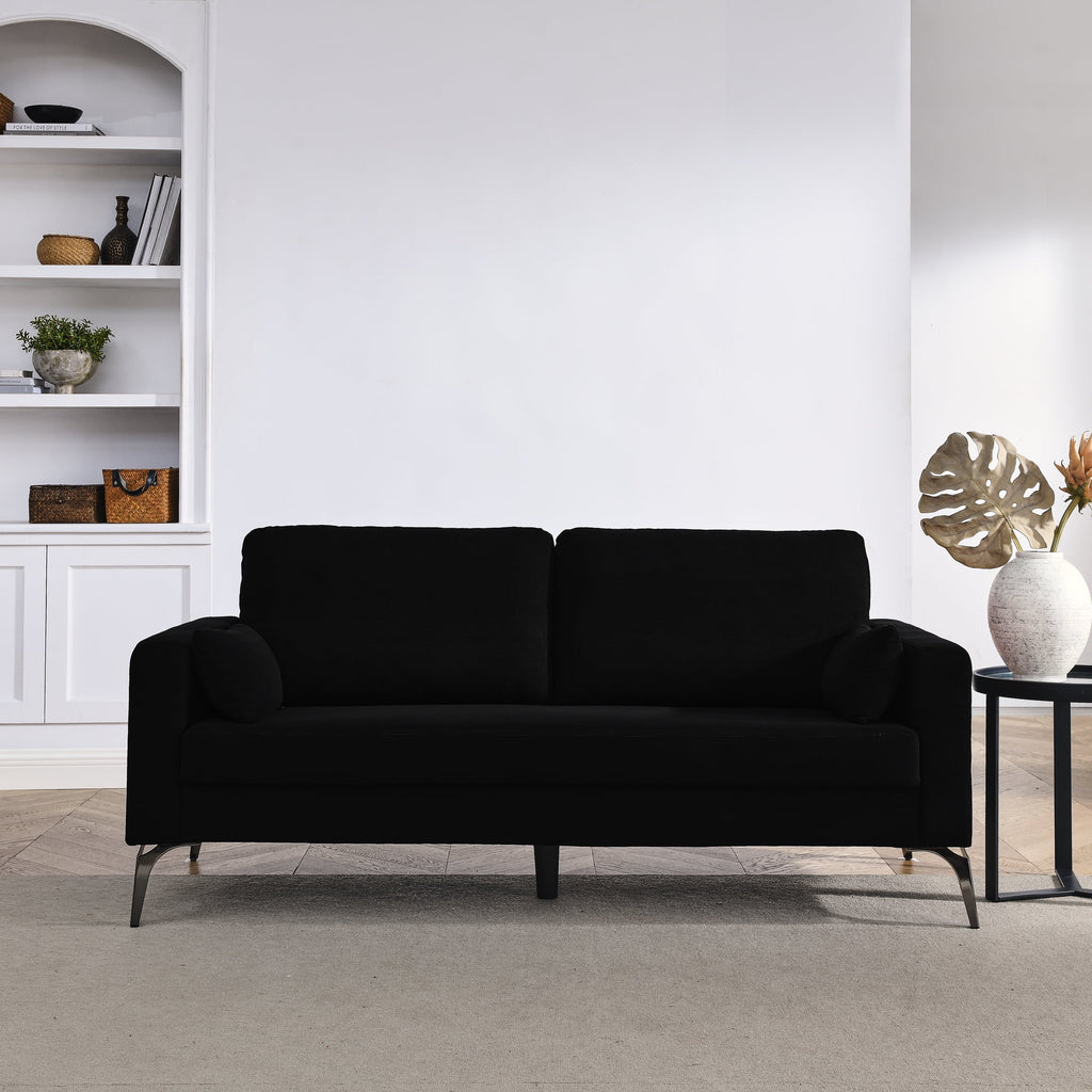 Black Corduroy 3-Seater Sofa with Square Arms V21897