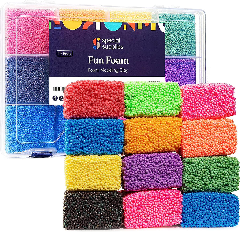 Fun Foam Modeling Foam Beads Play Kit, 12 Blocks Educational Clay for Arts Crafts Kindergarten Toys G695