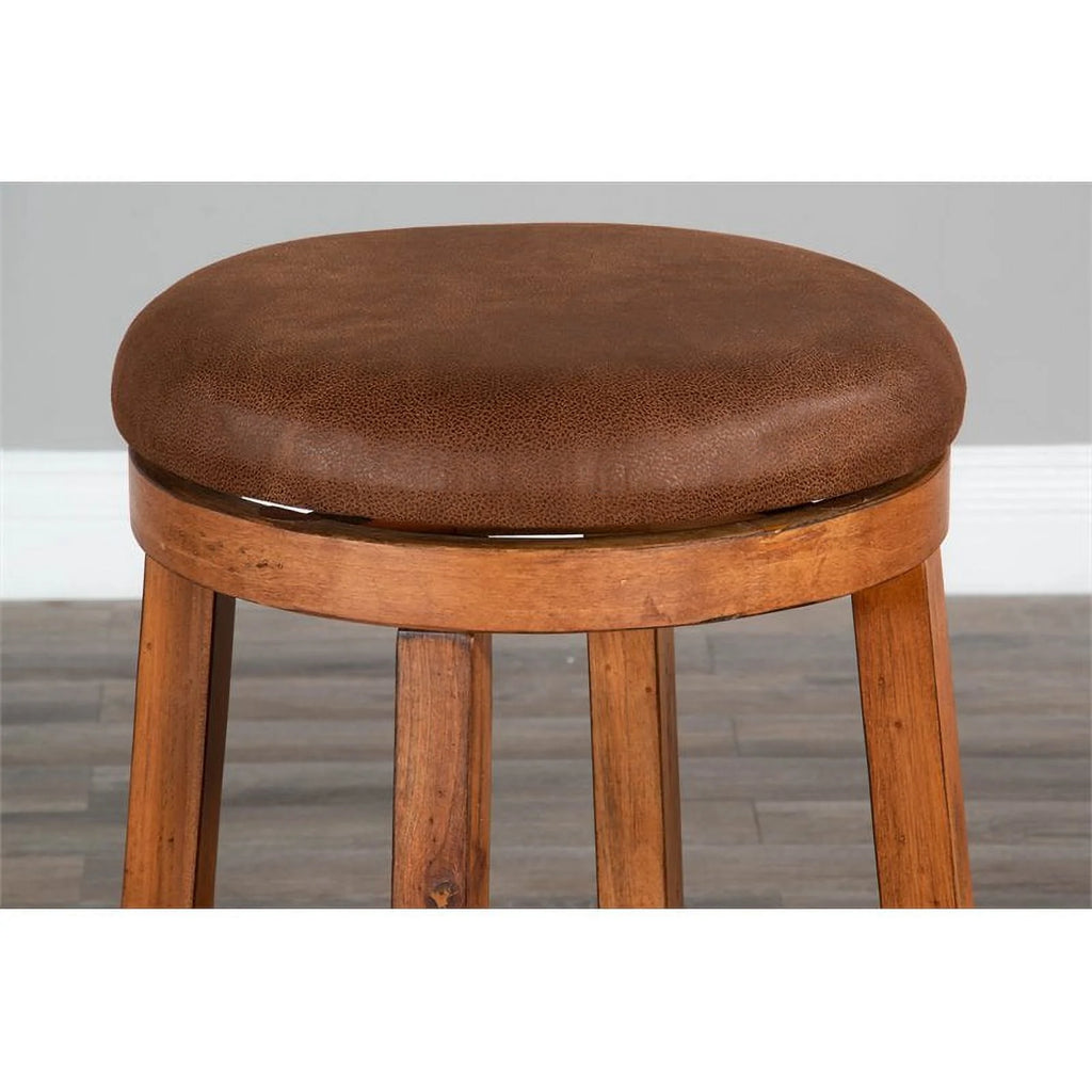 24" Mahogany Wood Backless Swivel Stool Set of 2 G35234