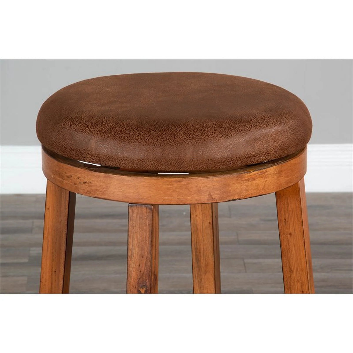 24" Mahogany Wood Backless Swivel Stool Set of 2 G35234