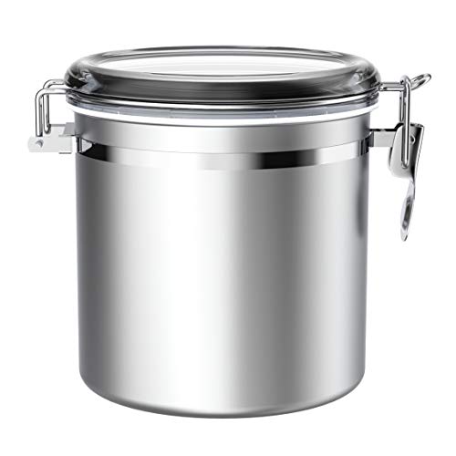 165oz Stainless Steel Airtight Canister with Clear Lid and Locking Clamp Q952