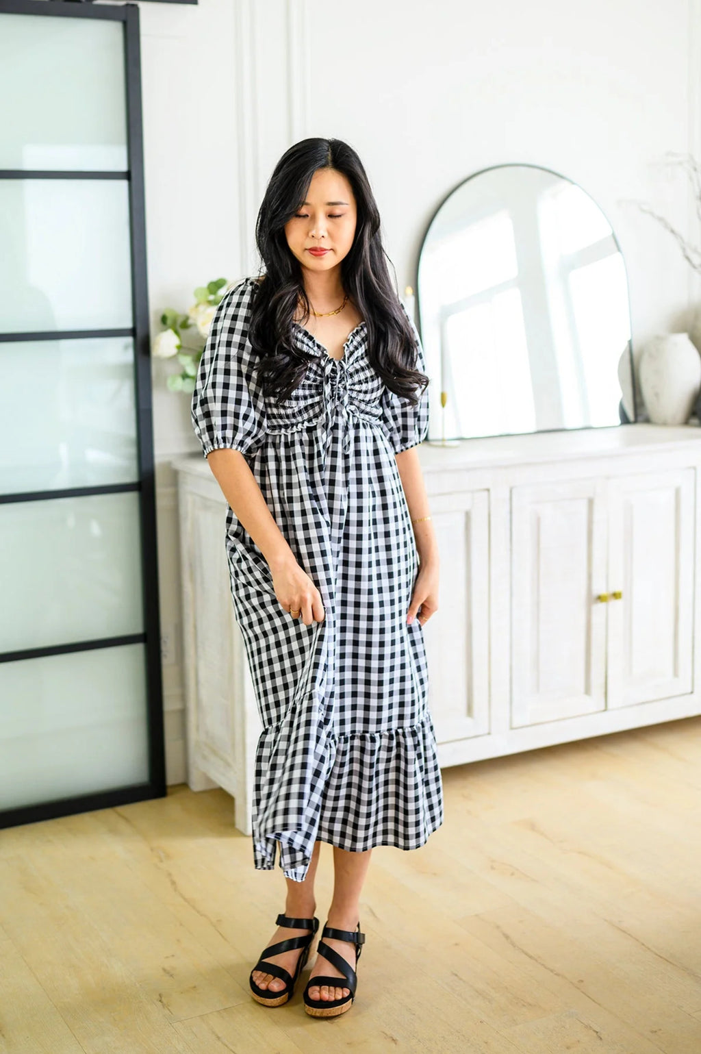 Gingham Midi Dress U76300