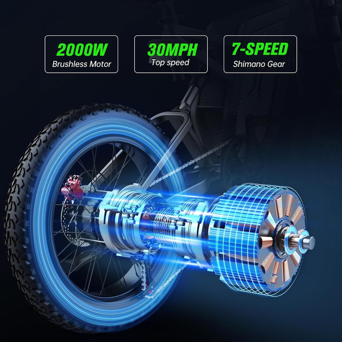 2000W 35AH Removable Battery 20" Mountain Electric Bike K355378