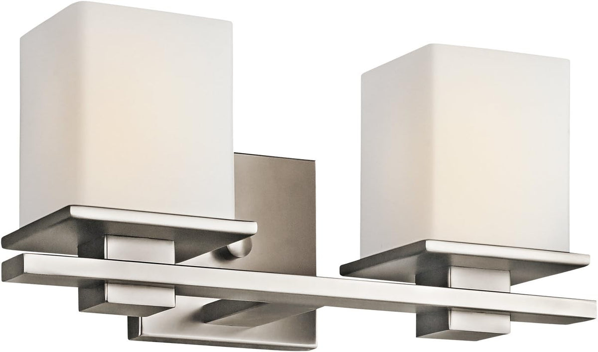 Chrome 1 Light Wall Sconce with Satin Etched Cased Opal Glass K5150