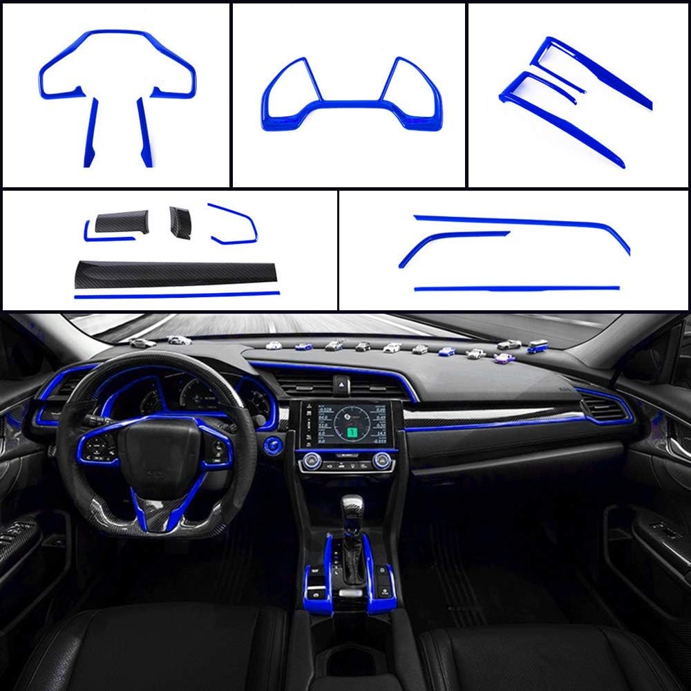 Instrument Panel Console Center Frame Steering Wheel Cover Automotive Full Set Car Interiors Blue H907