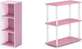 3-Tier Open Shelf Bookcase & 3-Tier Display Rack, White/Pink T95167