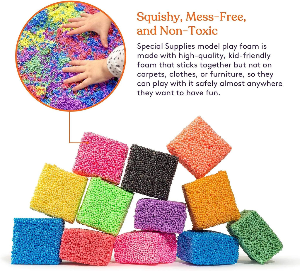Fun Foam Modeling Foam Beads Play Kit, 12 Blocks Educational Clay for Arts Crafts Kindergarten Toys G695