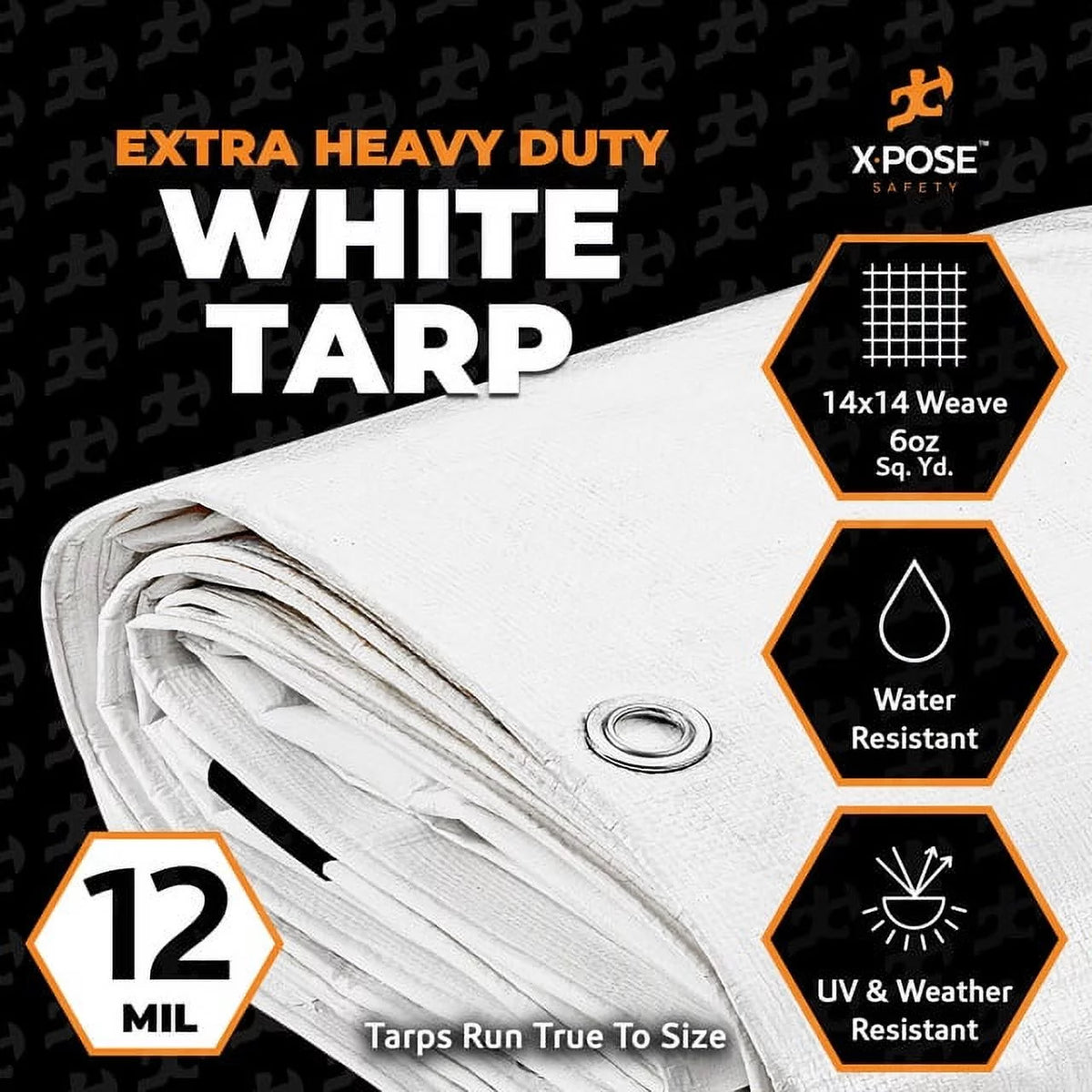 White Heavy Duty 10' x 20' Waterproof 12 Mil Poly Tarp T173244