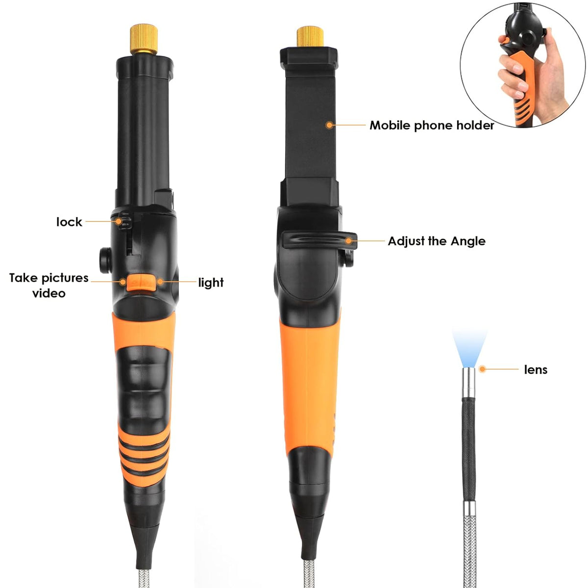 6mm Borescope Inspection Camera with Bidirectional Lock 180° Joint Probe D8690