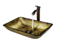 Bronze Rectangular Vessel Bathroom Sink with Faucet I5395