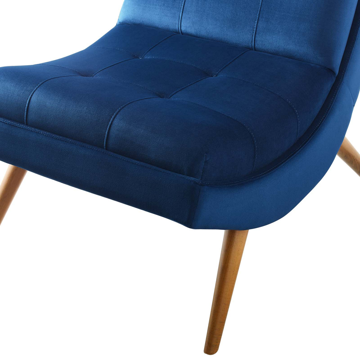 Navy Blue Velvet Accent Side Chair and Ottoman M466