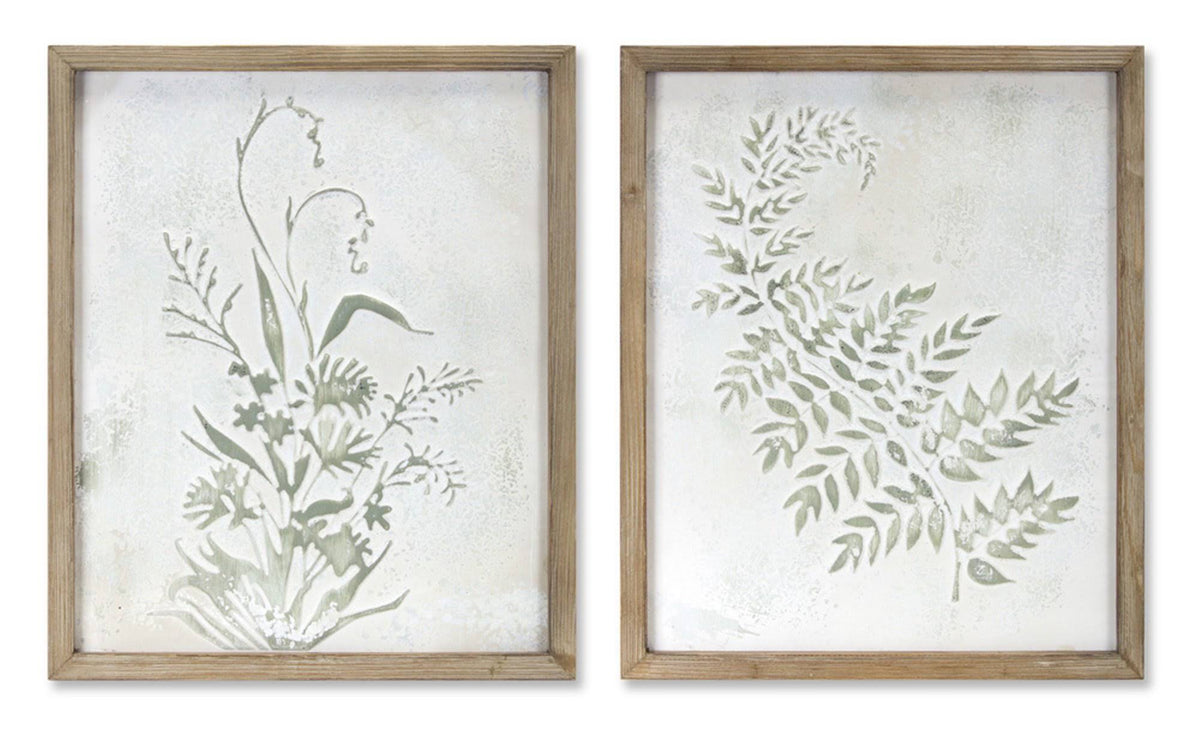 Floral Print Set of 2 Iron Wood H5632