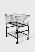 Black Metal Rolling Laundry Cart with 2 Wheels V290954