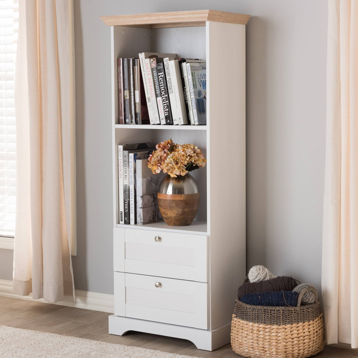 Oak White Two Tone Bookcase N1548