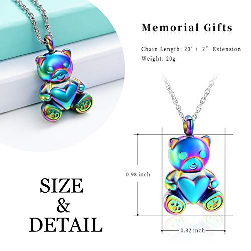 Teddy Bear Cremation Urn Necklace Ashes Jewelry Heart Memorial Urn Keepsake Locket Pendant Ash Holder L8063