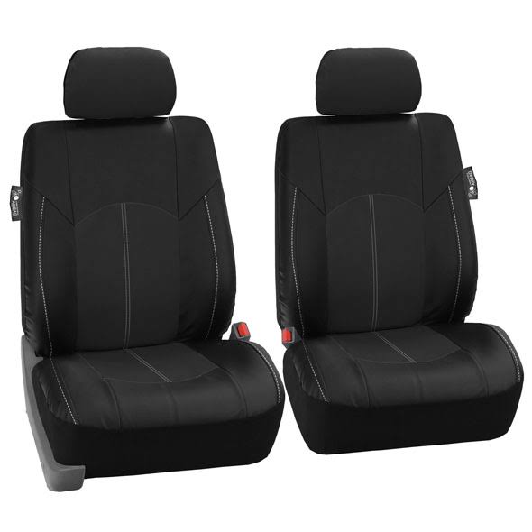 Black Perforated Leatherette Full Set Car Seat Covers G193359