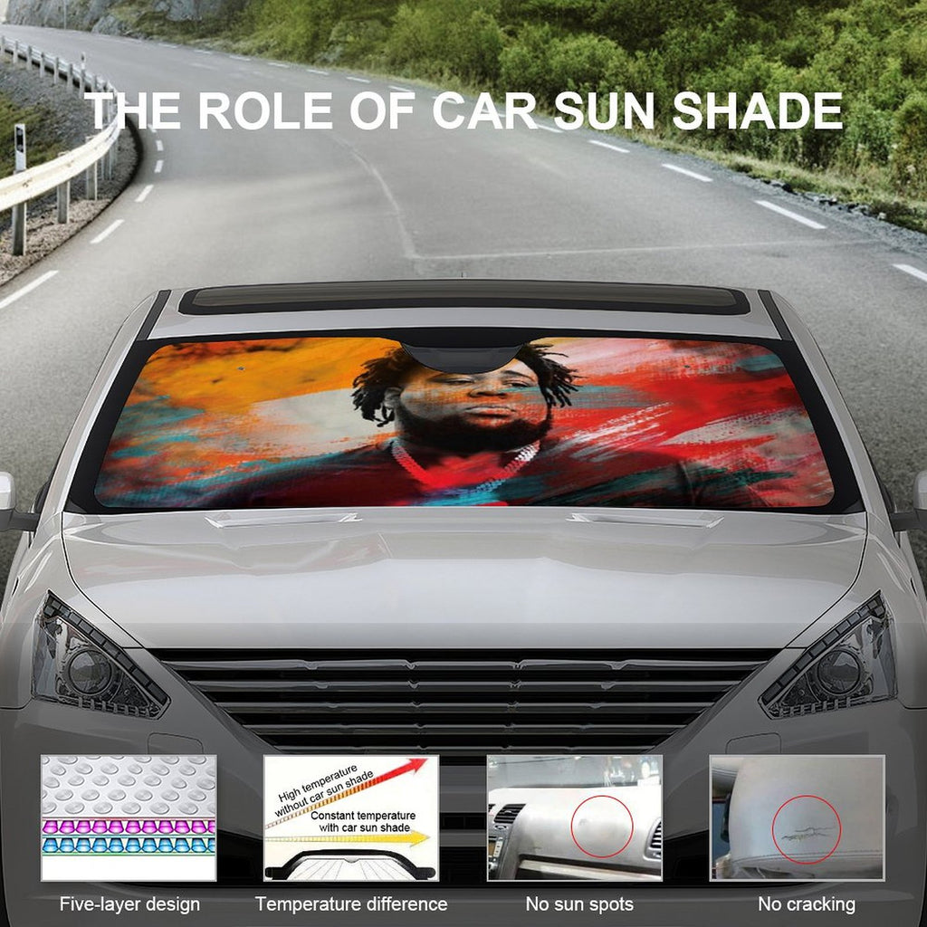 Rod Wave Car Windshield Sunshade Accessories Umbrella Foldable Reflective Sun Visor Front Window Cover Protector E472