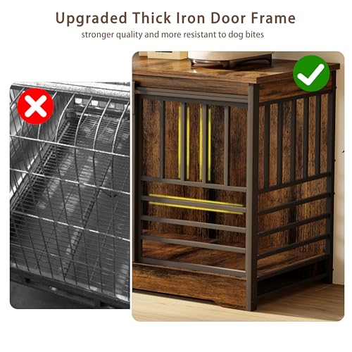 Brown Double Dog Crate Furniture with Divider X7152