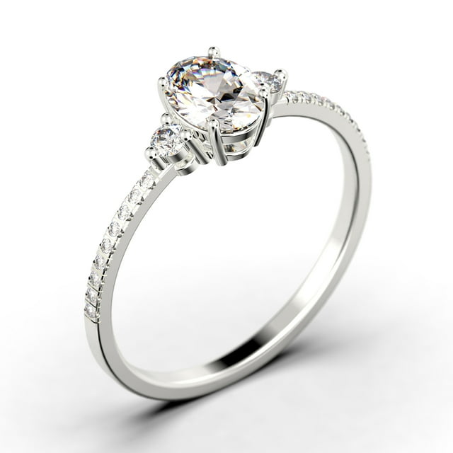 14K White Gold 3 Stone Ring D84259