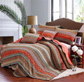 Striped Cotton 3-Piece Patchwork Bedspread Quilt Set Queen G614