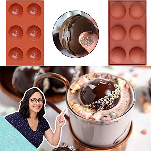2.5 Inch Silicone Hot Chocolate Bomb Mold 3 Pack with Brush and Spatula F25646