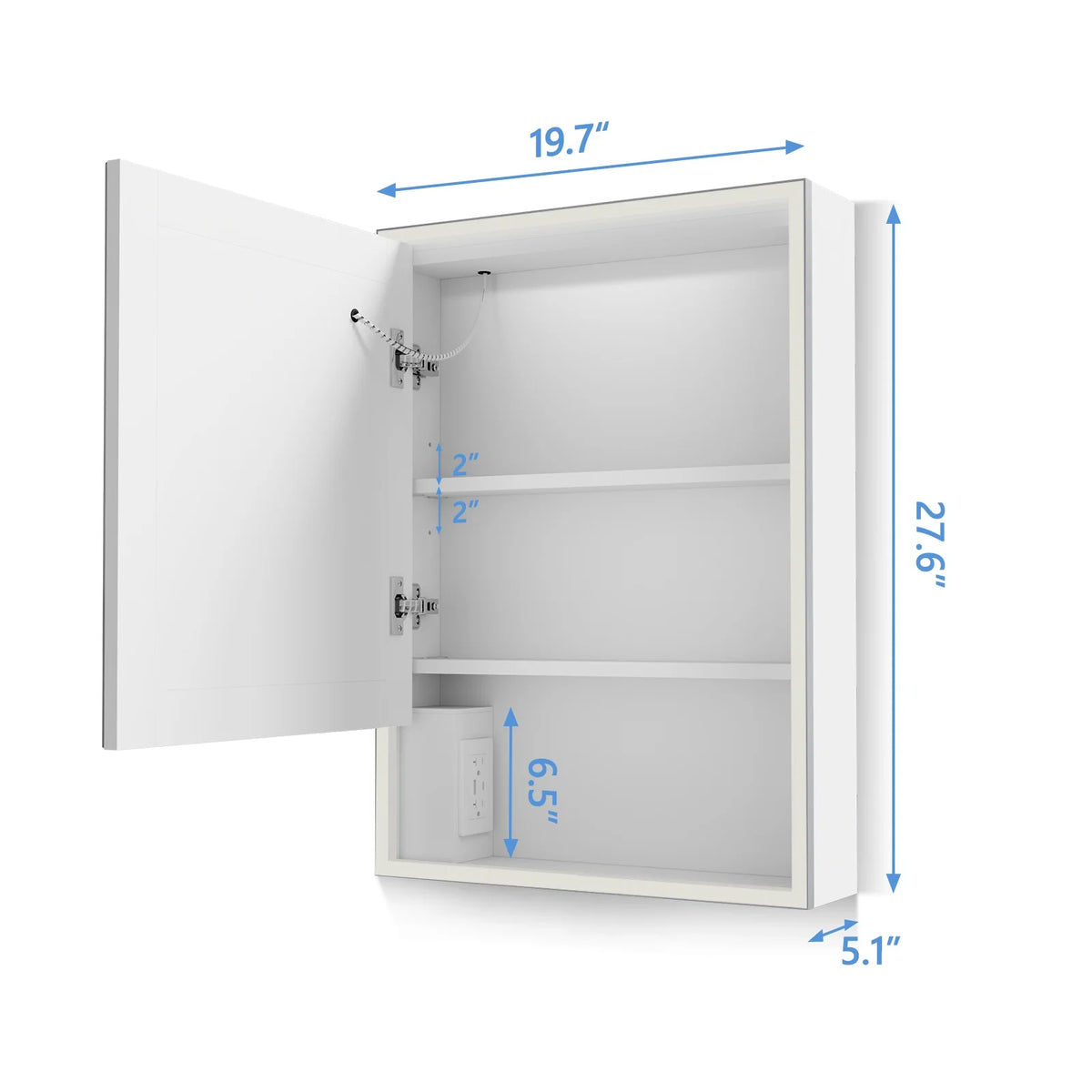 28 x 20 Inch Led Medicine Cabinet with Defog Storage Shelves L845805