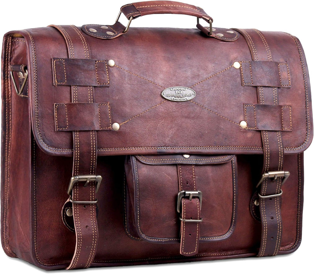 Leather Messenger Bag Laptop Computer Satchel Distressed (12 X 16) U6824