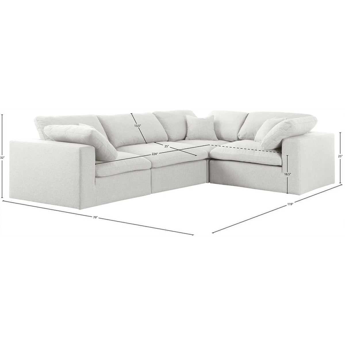 Cream Linen Fabric Modular Sectional E30006