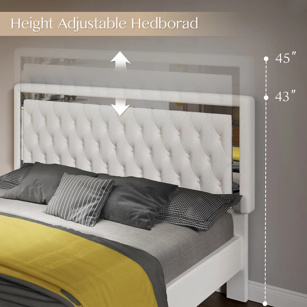 Queen Size Velvet Button Tufted LED Bed Frame U82341
