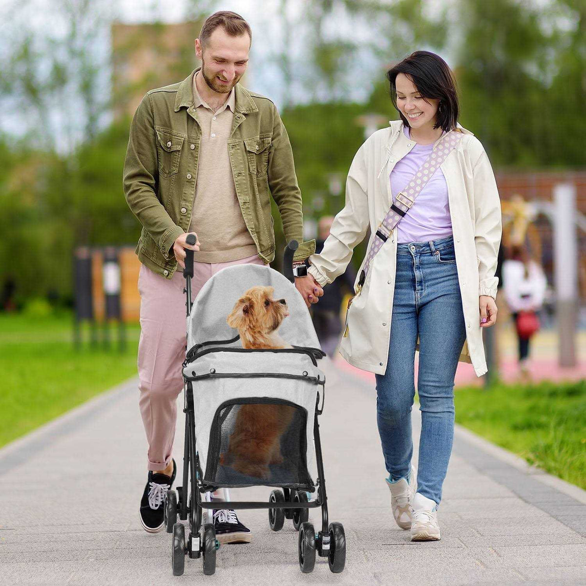 Foldable Pet Stroller with Cup Holder M43764