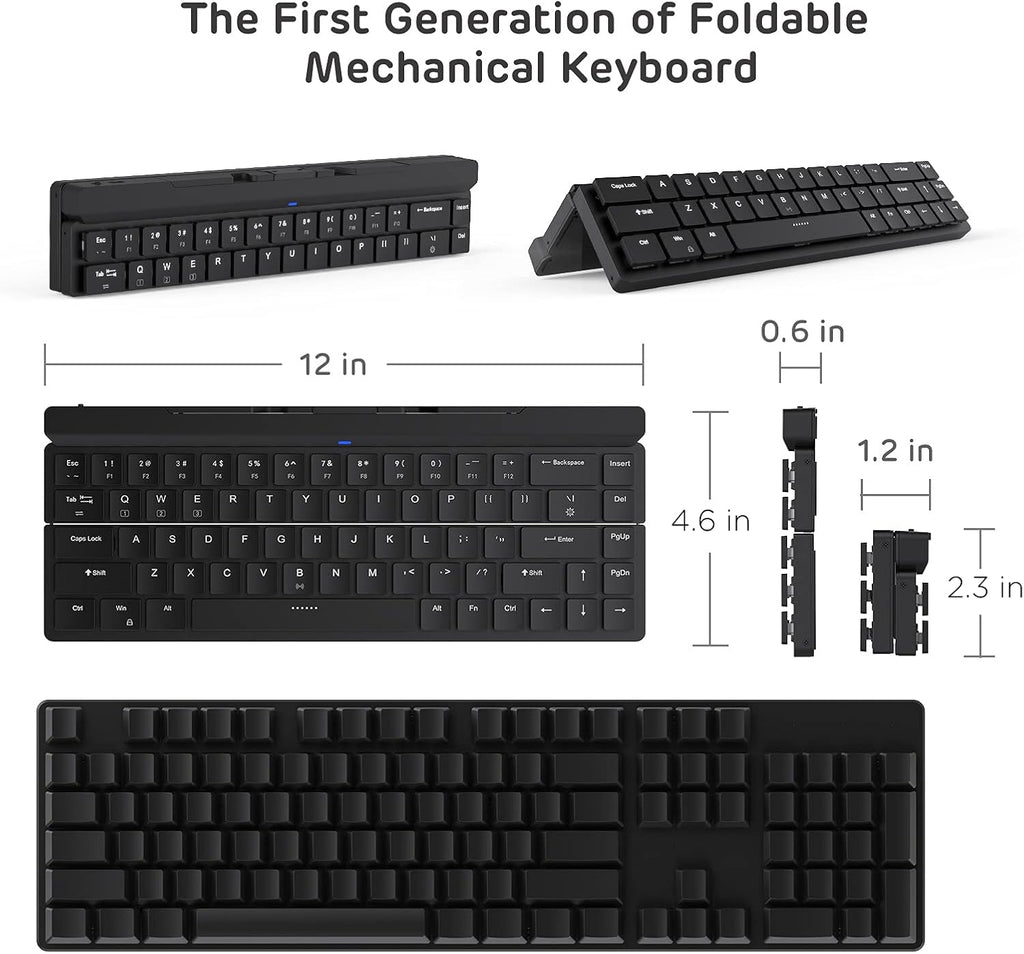 68 Keys 60% Foldable Mechanical Keyboard with Aluminum Body, White Backlit B60638