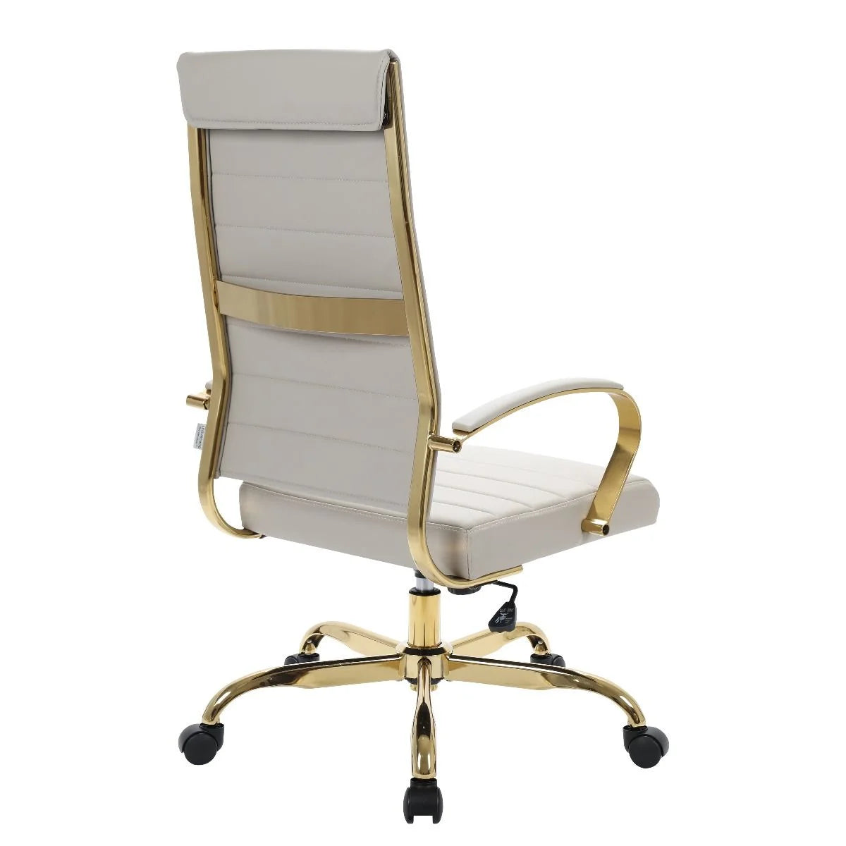 Tan Leather Swivel Office Chair with Gold Frame J763