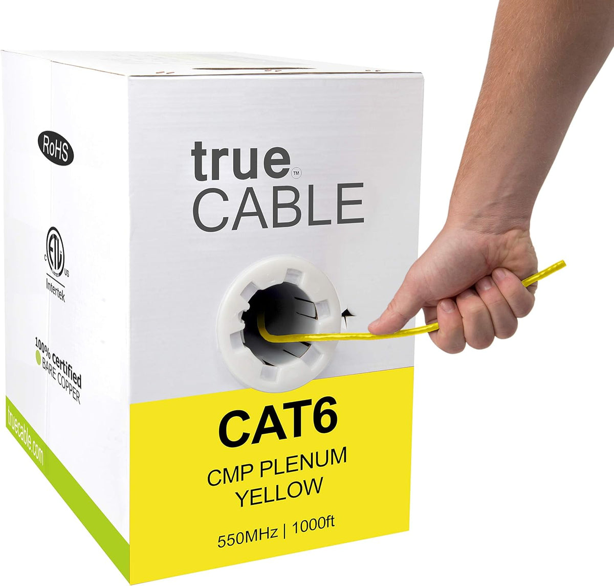 White 1000ft Cat6 Plenum Bare Copper Ethernet Cable C6396