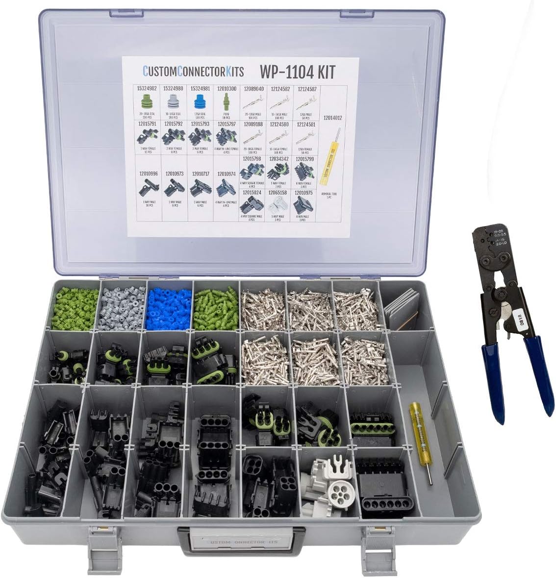 Sealed Weatherproof Automotive Electrical Connectors 20-12 Gauge Kit with Crimp Tool K96331