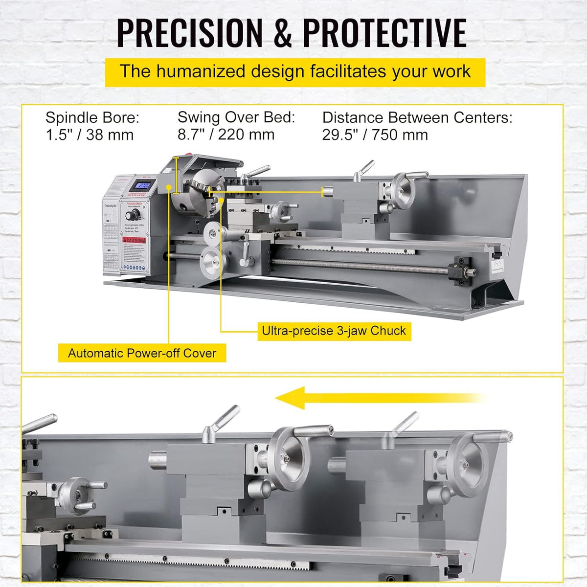 8.7 x 29.5 Inch 750W Metal Lathe C632