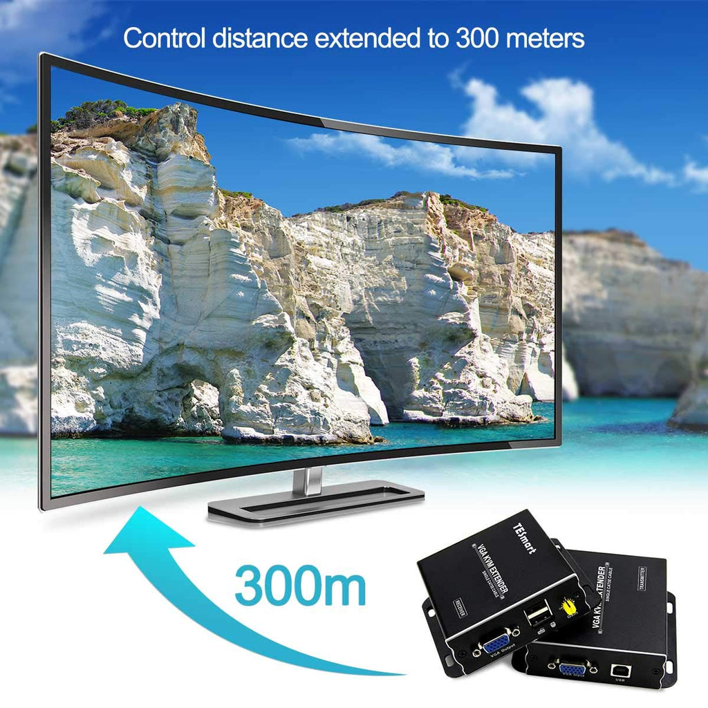 1080P 60Hz USB VGA KVM Extender Over Cat5e Cat6 Ethernet Cable R197