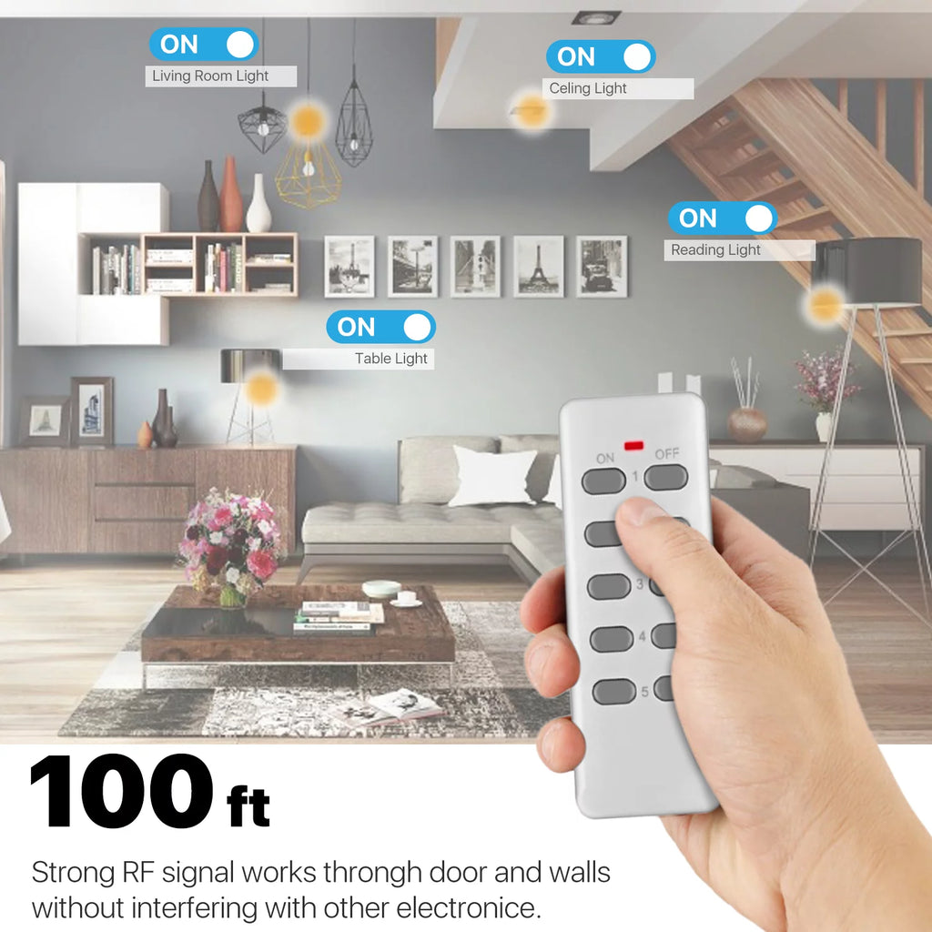 5 Pack Wireless Remote Control Power Outlet L406