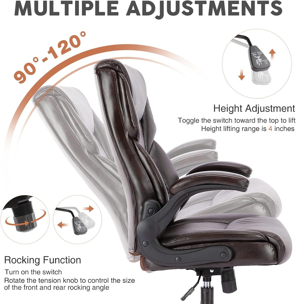 Brown PU Leather High Back Ergonomic Desk Chair K774