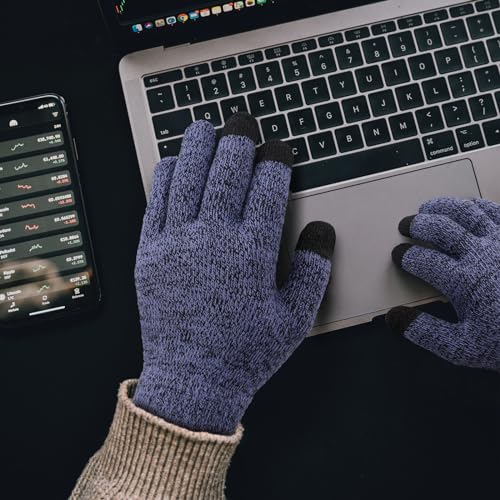 Winter Touch Screen Thermal Knit Gloves with Elastic Cuff F368774
