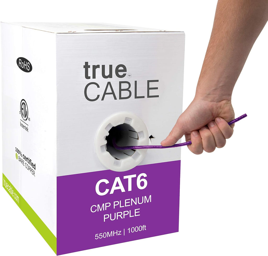 White 1000ft Cat6 Plenum Bare Copper Ethernet Cable C6396