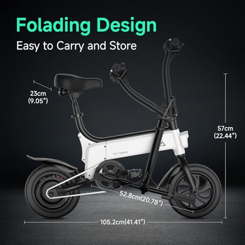 Folding Electric Bike 450W Peak Motor 16MPH 15 Miles 12" Pneumatic Tires V848248