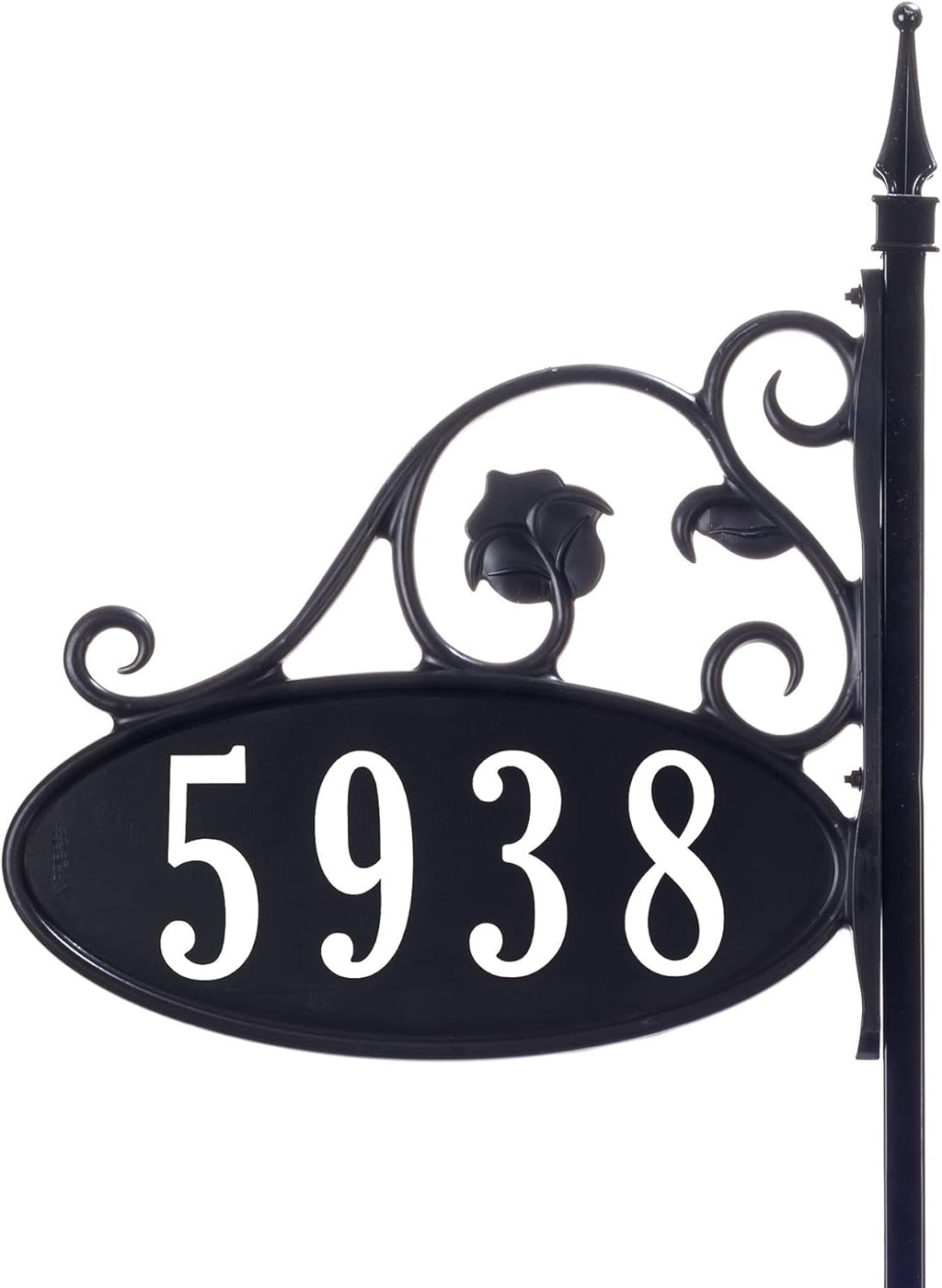 Handcrafted Double-Sided Reflective Address Sign with Pole H475877