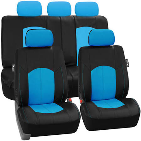 Black Perforated Leatherette Full Set Car Seat Covers G193359