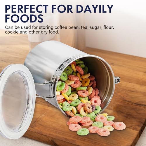 165oz Stainless Steel Airtight Canister with Clear Lid and Locking Clamp Q952