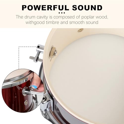 3-Piece 14'' Junior Drum Set with Bass Tom Snare Drum, Cymbal, Pedal, Drumsticks (Pink) E239