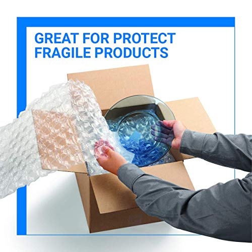 2-Pack Bubble Cushioning Nylon Wrap Rolls, 3/16" x 12" x 72' ft Total, Perforated Every 12", 20 Fragile Stickers K6464