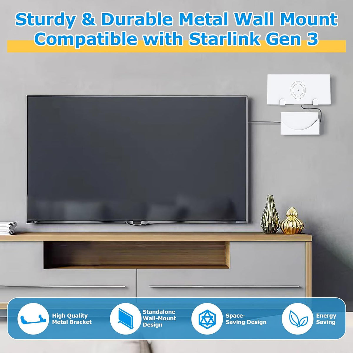 Metal Wall Mounting Kit for Starlink Gen 3 Router and Power Supply D106