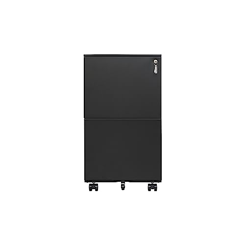 White 2-Drawer Rolling Metal File Cabinet with Lock Y282169
