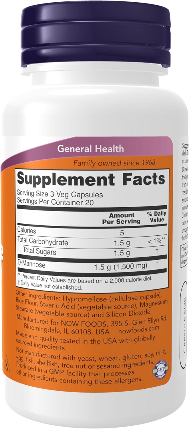 D-Mannose 500 mg, 60 Veg Capsules B6074
