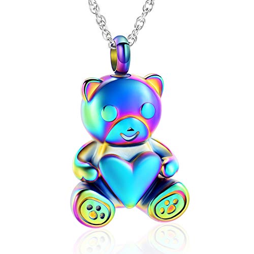 Teddy Bear Cremation Urn Necklace Ashes Jewelry Heart Memorial Urn Keepsake Locket Pendant Ash Holder L8063